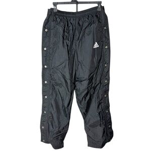 ADIDAS Vintage Black Nylon Tearaway Track Pants Side Snaps 90’s Y2K Size Small